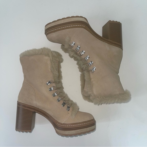 Steve Madden Sand Suede Scoops Faux Fur Platform Bootie- New Box - Duplicate - Picture 11 of 16